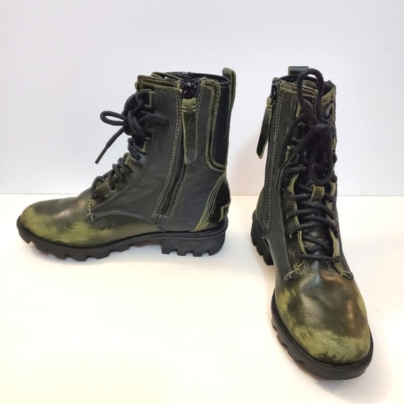 Sorel - Phoenix Green Distressed Lace Up Combat Boots - Size 5.5 - Picture 7 of 9